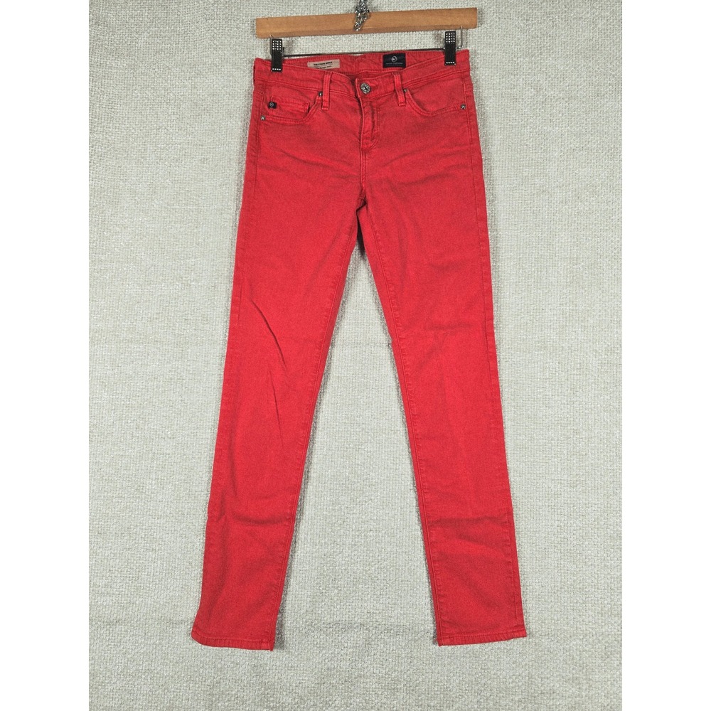 AG Adriano Goldschmied Stevie Ankle‎ Slim Straight Red Jeans Size 25R
